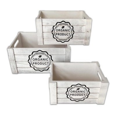Uppsättning med Dekorativa Lådor Versa Organic Product Trä (25 x 17 x 35 cm)