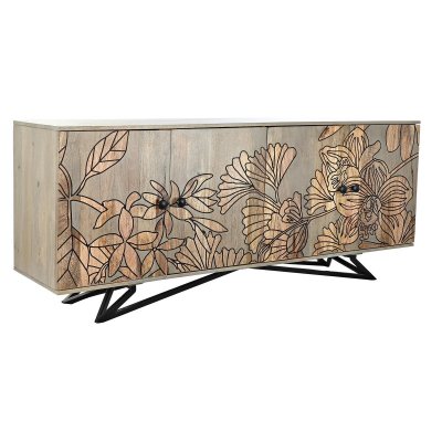 Skänk DKD Home Decor Naturell Grå Metall Mangoträ (177 x 45 x 74 cm)