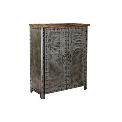 Skänk DKD Home Decor Grå Metall Trä Brun (83 x 40 x 102 cm)
