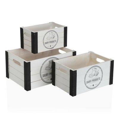 Uppsättning med Dekorativa Lådor Versa Dairy Trä (25 x 17 x 35 cm) (3 pcs)