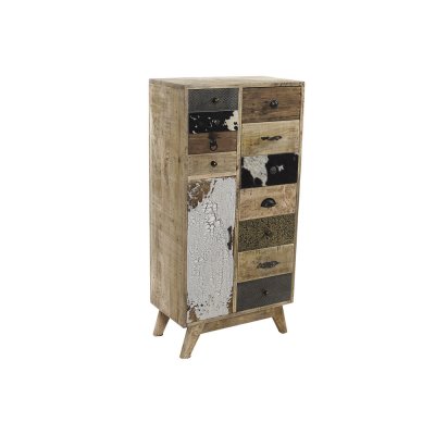 Byrå DKD Home Decor Metall Läder Mässing Mangoträ (55 x 30 x 110 cm)