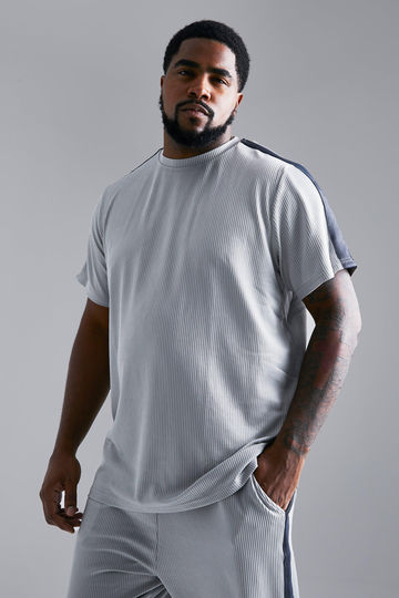 Plus - T-Shirt I Slim Fit Med Kantband, Grey