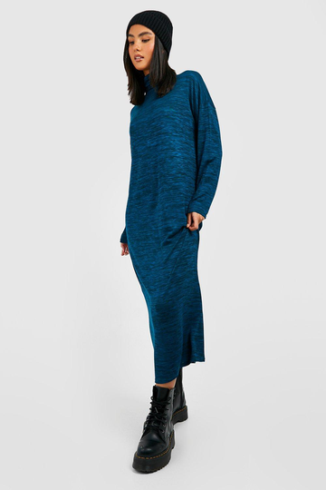 Oversized Lång Klänning Med Polokrage, Blue