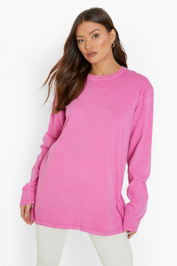 Oversize Långärmad T-Shirt, Pink