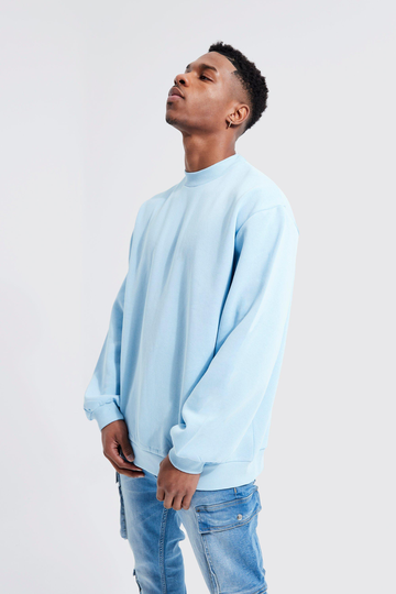 Oversize Sweatshirt Med Hög Halsmudd