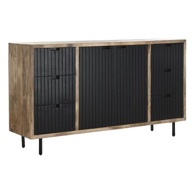 Skänk DKD Home Decor Naturell Svart Metall Mangoträ (160 x 40 x 90 cm)