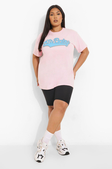 Plus - "90'S Baby" T-Shirt Med Text, Pink