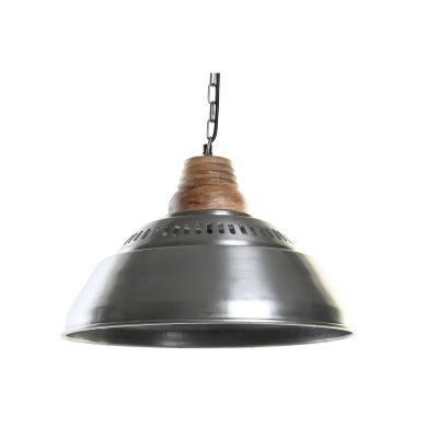Taklampa DKD Home Decor Silvrig Brun Järn Mangoträ 50 W (43 x 43 x 31 cm)