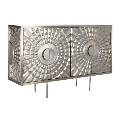 Skänk DKD Home Decor Champagne Metall Mangoträ (154 x 43 x 99,5 cm)