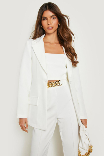 Kavaj Med Ledig Passform, White