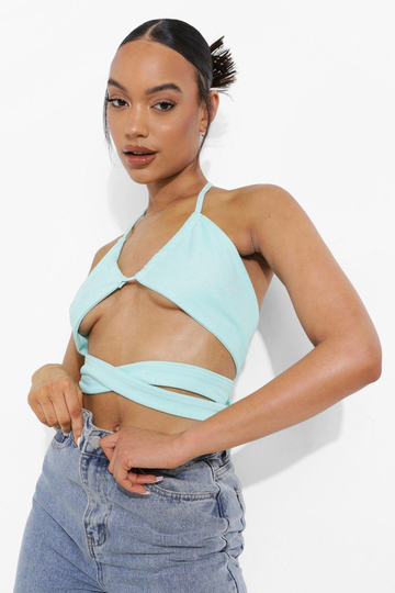 Bralette Med Korsade Band, Blue
