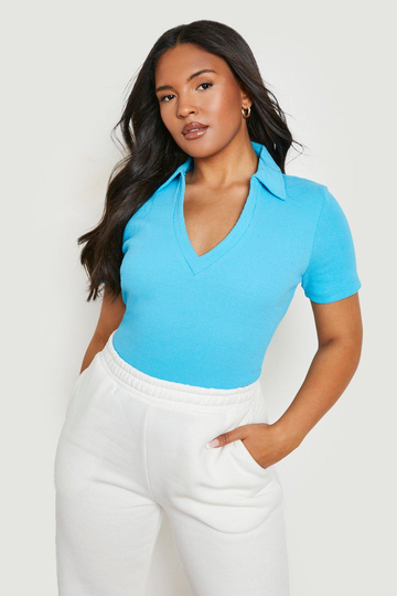 Plus - Ribbad Body Med Pikékrage, Blue