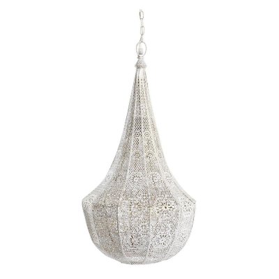 Taklampa DKD Home Decor Naturell Vit Järn 50 W (31 x 31 x 56 cm)