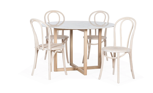 SELINE/CHOLET Matgrupp 4 Stolar Marmor/Natur