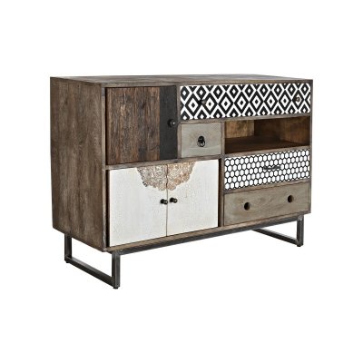 Byrå DKD Home Decor Naturell Grå Metall Vit Kolonial Mörkbrun Mangoträ (115 x 40 x 80 cm)
