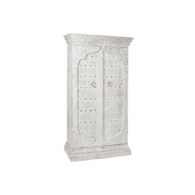 Skåp DKD Home Decor Vit Metall Mangoträ (100 x 43 x 190 cm)