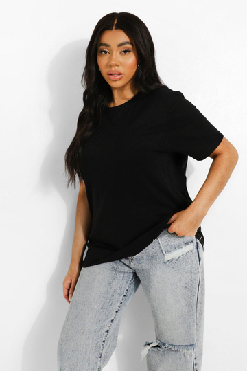 Plus - T-Shirt I Bomull Med Rund Hals, Black