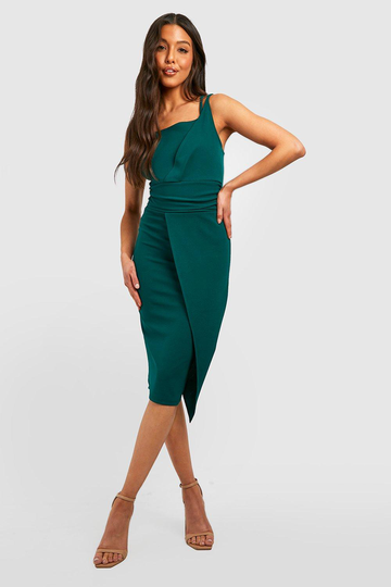 Asymmetrisk Midiklänning Med Bystdetalj, Green