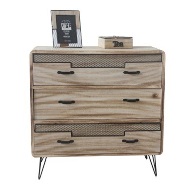 Byrå DKD Home Decor Naturell Svart Paulowniaträ (80 x 38 x 79 cm)
