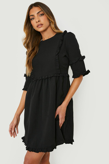 Klänning Med Volanger, Black