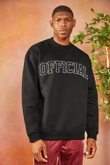 Oversized Sweatshirt Med Hög Halsmudd, Black