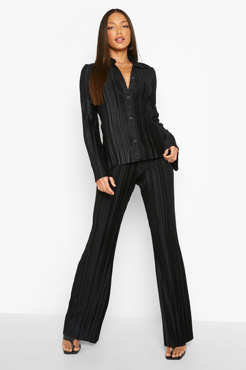 Tall - Plisserad Skjorta, Black
