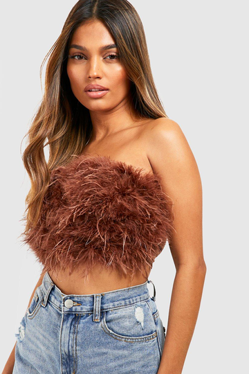 Kort Bandeautopp Med Fjädrar, Brown