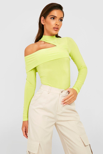 Glansig Body Med Hög Hals, Green