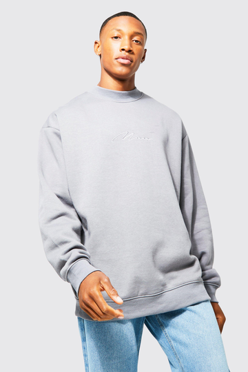 Oversized Sweatshirt Med Hög Halsmudd, Grey