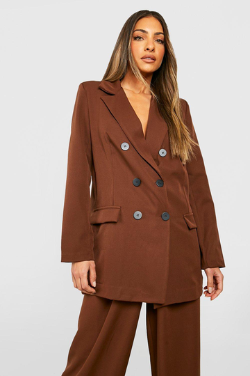 Dubbelknäppt Kavaj Med Knappar, Brown