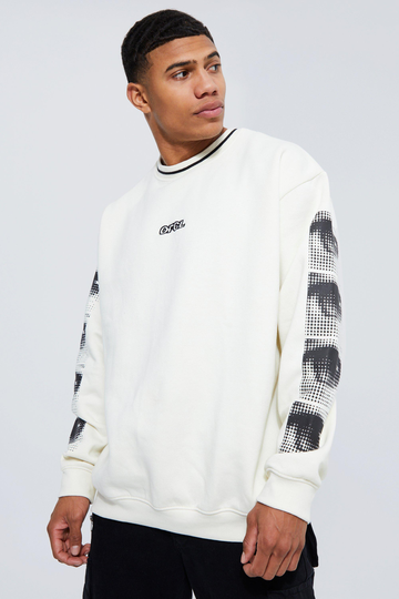 Ofcl Oversized Sweatshirt Med Tryck, White