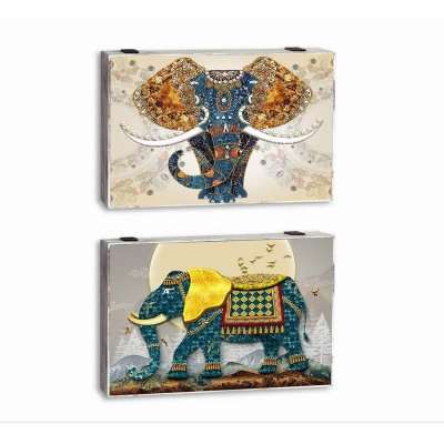 Omslag DKD Home Decor Elefant Räknare 46,5 x 6 x 31,5 cm Turkos 2 antal Trä MDF