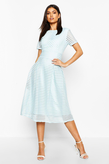 Boutique Knälång Balklänning Med Vid Kjol, Blue