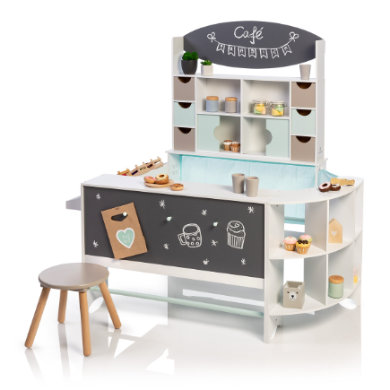 MUSTERKIND ® Leksaksaffär och Cafe Arabica, vit/mint/varmgrått