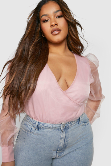 Plus - Body I Organza Med Omlott, Pink