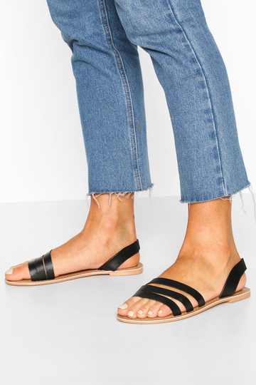 Sandaler Med Tre Läderband, Black