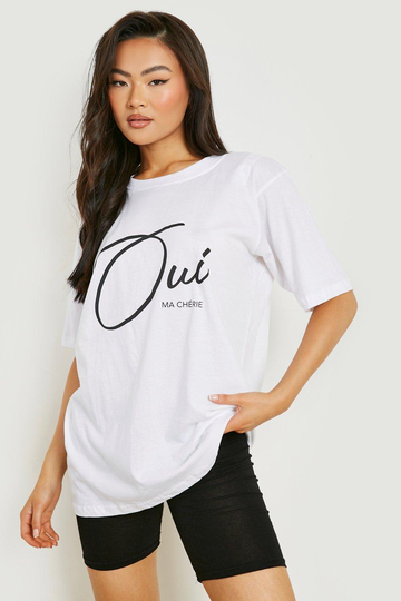 "Ma Cherie" T-Shirt Med Slogan, White