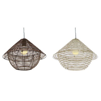 Taklampa DKD Home Decor Metall Brun Snöre Vit (38 x 38 x 27 cm) (2 pcs)