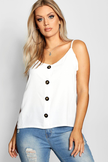 Plus - Linne Med Knappar, White