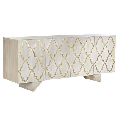 Skänk DKD Home Decor Vit Gyllene Mangoträ