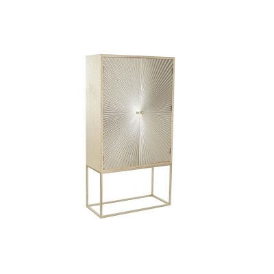 Skåp DKD Home Decor Gran Naturell Gyllene Metall (90 x 40 x 170 cm)