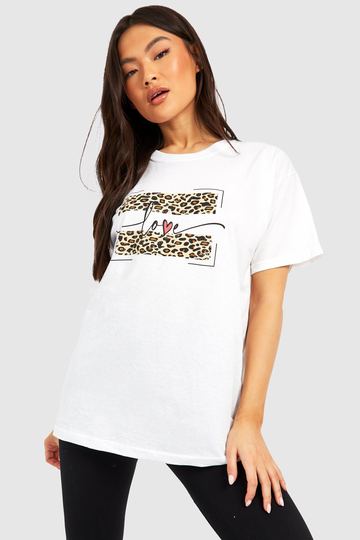 Love Oversized T-Shirt Med Tryck, White