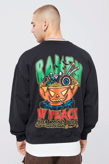 Noodle Oversize Sweatshirt Med Tryck, Black
