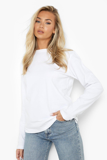 Basic Långärmad T-Shirt, White