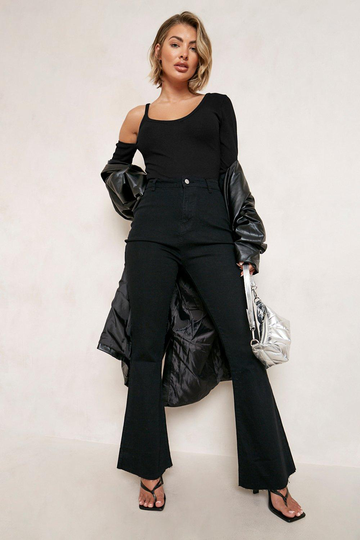 Jeans Med Stretch Och Utsvängda Ben, Black