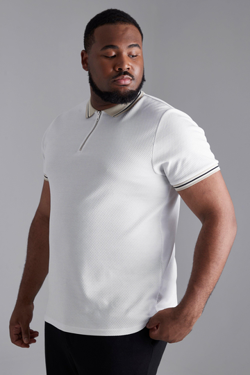 Plus Piké I Slim Fit Med Struktur, White