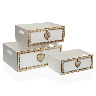Uppsättning med Dekorativa Lådor Versa Trä (28 x 15 x 38 cm) (3 pcs)