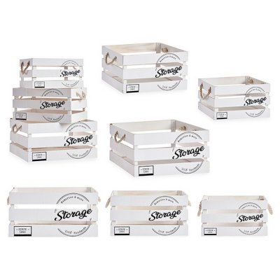 Uppsättning med Dekorativa Lådor Storage Vit Trä (3 Delar)