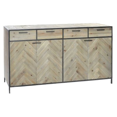Skänk DKD Home Decor Gran Naturell Svart Metall (160 x 42 x 85 cm)