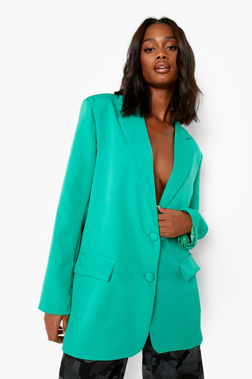 Oversize Enkelknäppt Kavaj, Green
